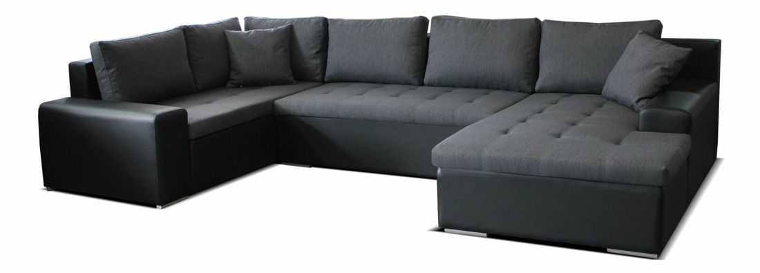 Rohová sedačka U Moreno BL+2+L (sivá + čierna) (P)