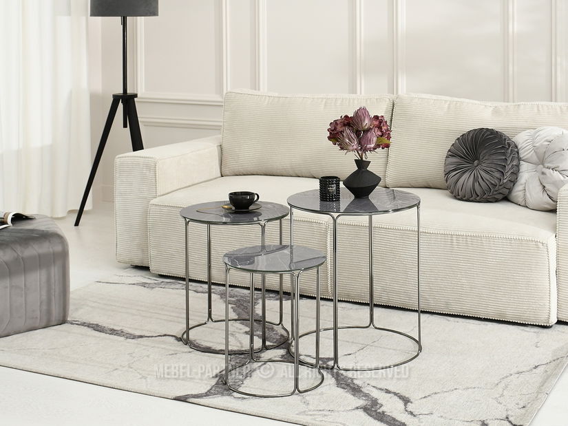 Konferenčný stolík Belianni Zest (sivý mramor + nikel)