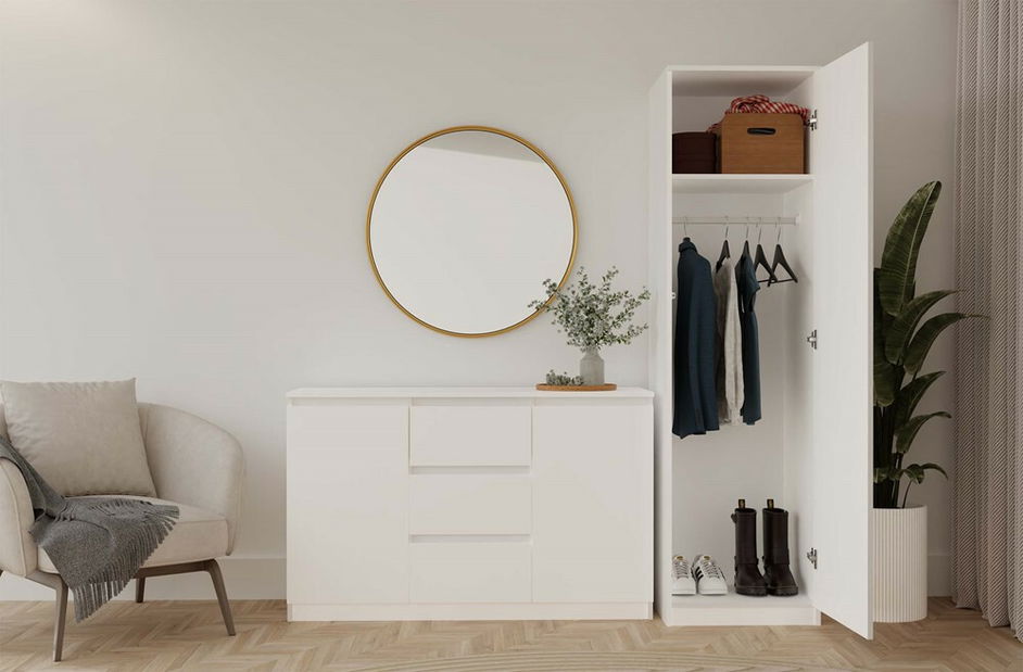 Dulap de haine Musecalo 2 (alb) (cu oglindă)