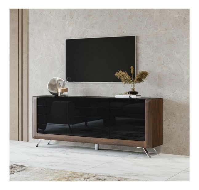 Dulap Kassie Typ 25 (negru lucios + nuc columbia)