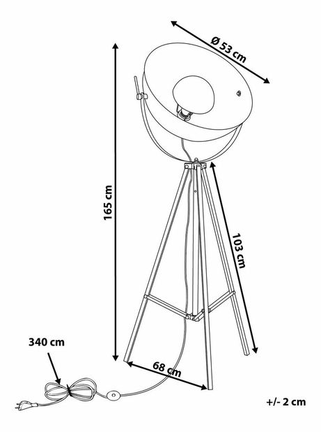 Stojanové svietidlo 165 cm Theos Ii (čierna)