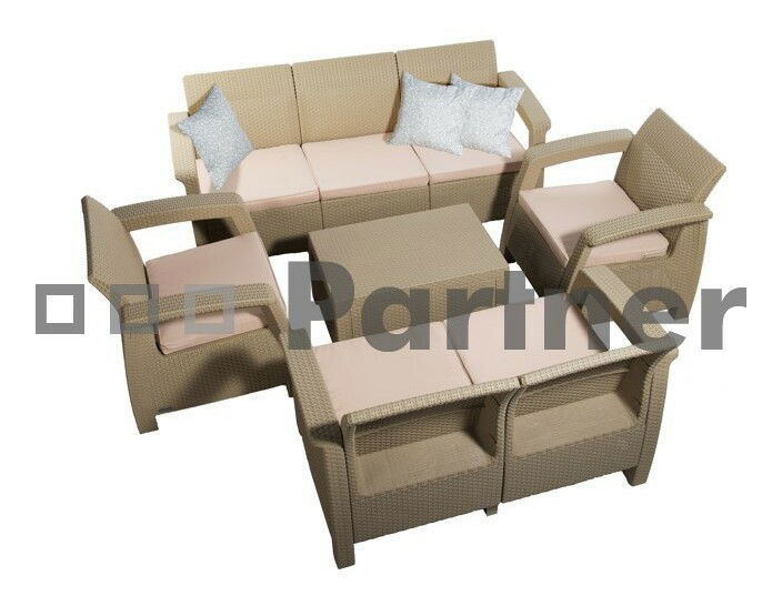 Záhradný nábytok Corfu Sun cappucino (um. ratan) *vankúše ZADARMO