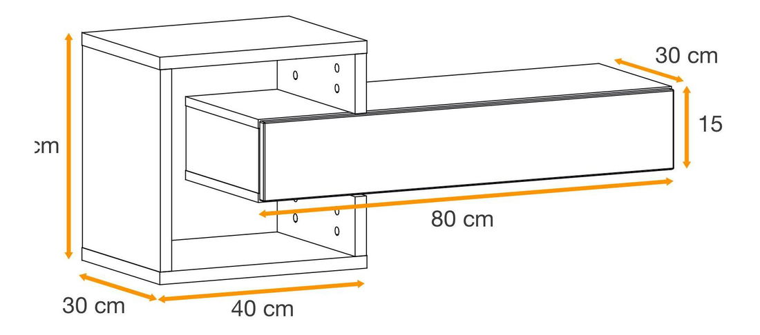 Závesná polica Enderly 3 (dub wotan + čierna)