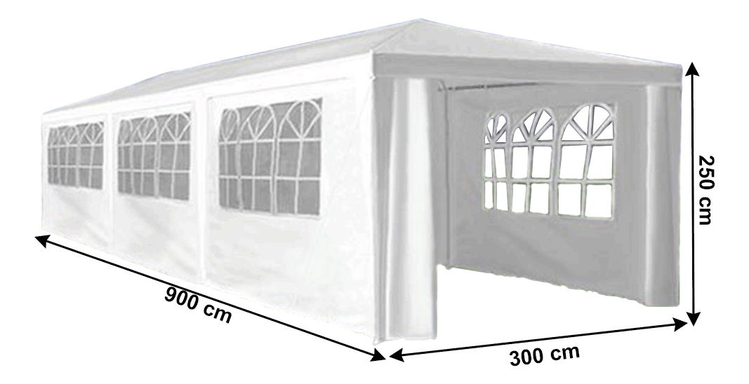 Záhradný párty stan (3x9 m) Mohite (biela)