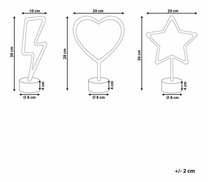 Set 3 buc decorații LED Franz (multicolor)