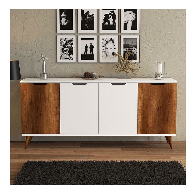 Konzolový stolík Napose (orech barokový + biela) 