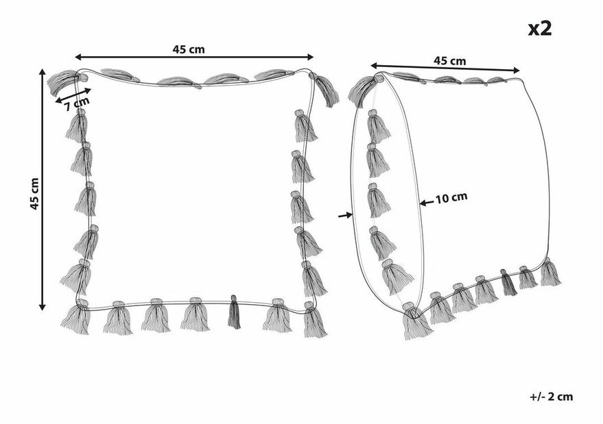 Sada 2 ozdobných vankúšov 45 x 45 cm Lynch (ružová)