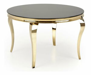 Masă de sufragerie Regino 2 (negru + auriu) (pentru 4 persoane)
