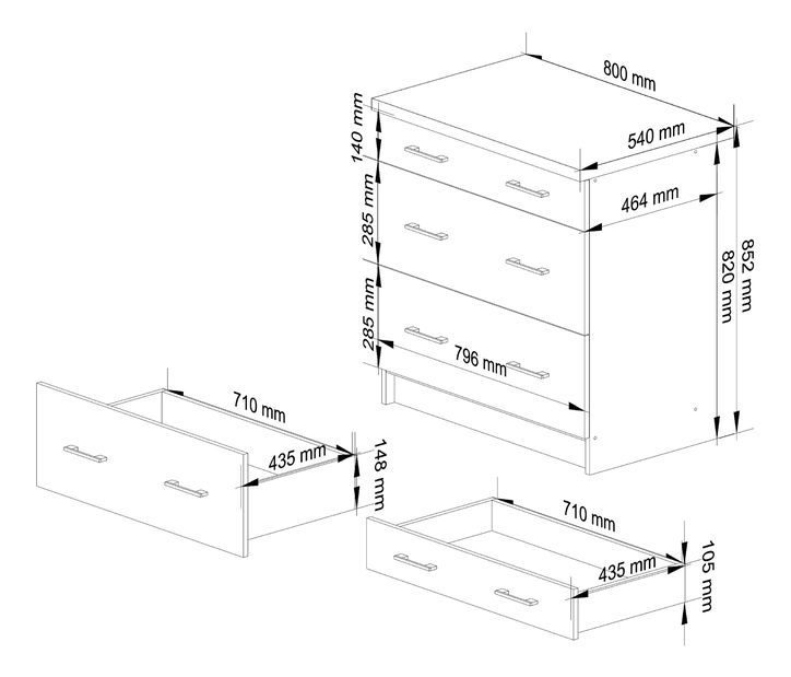 Dulap inferior de bucătărie Lula s80 sz3 (Alb mat + stejar sonoma)