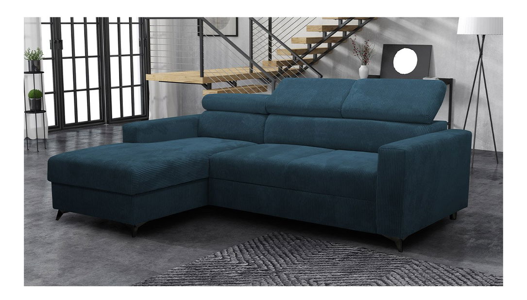 Kutna garnitura Laviosuna Premium (tamnoplava) (s prostorom za odlaganje) (L)