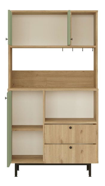 Policová skriňa Rebutia 3 (dub + zelená)