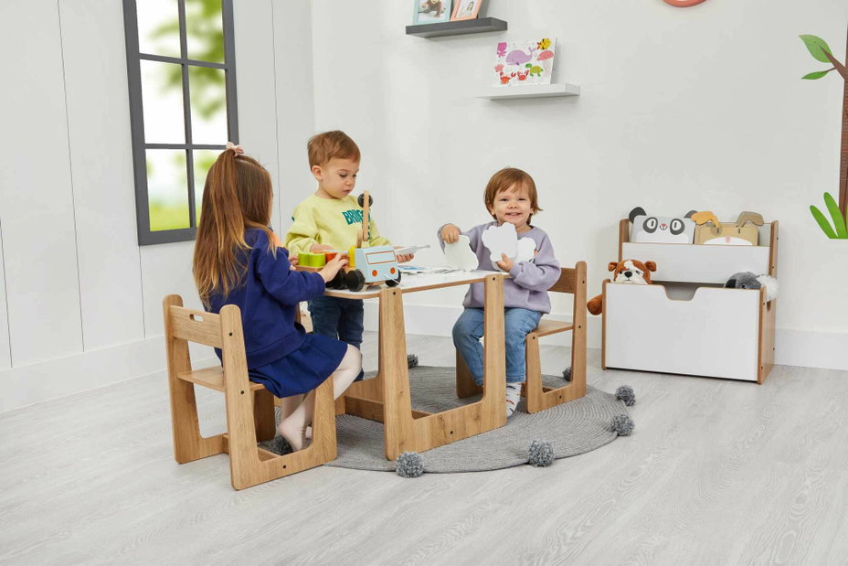 Set detský stolík a stolička Callie 2 (biela + naturálna)