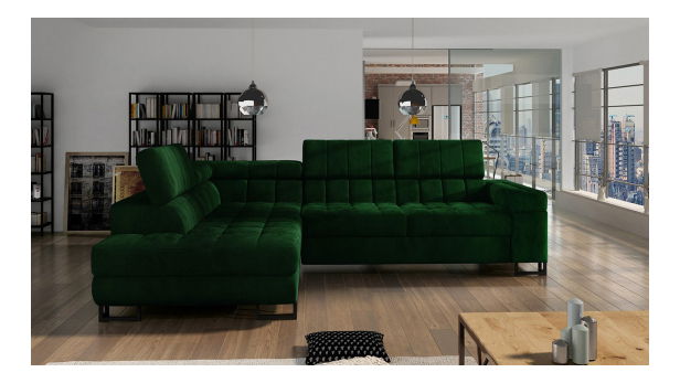 Rohová sedačka Wales (L) (tmavozelená) *výpredaj