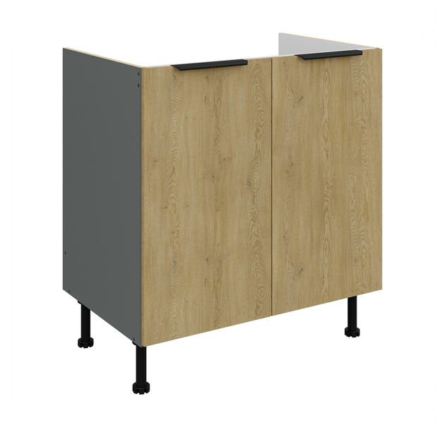 Dulap inferior de bucătărie pod drez Carminia 80 ZL 2F BB (stejar cremona + antracit)