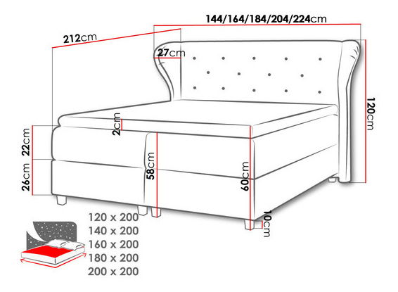 Pat matrimonial 200cm Bird (platină)