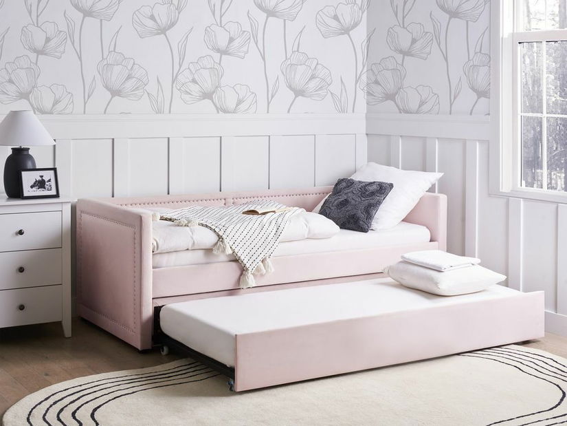 Pat de o persoană 200 x 90 cm Mimza (roz)