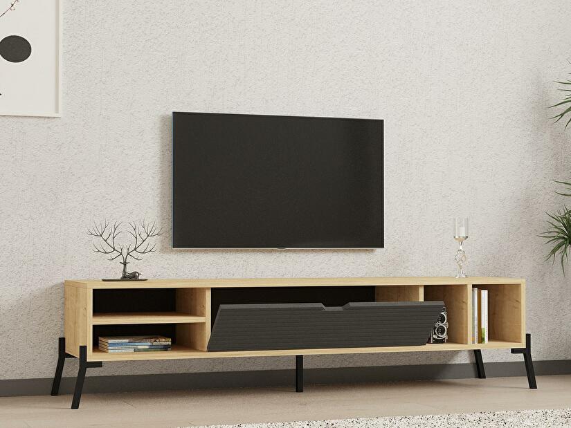 TV asztal/szekrény Nusave (zafír tölgy + antracit) 