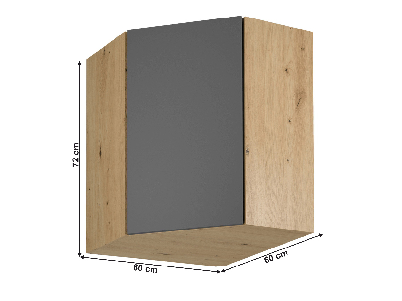 Horná rohová kuchynská skrinka G60N Langari (dub artisan + sivá matná)
