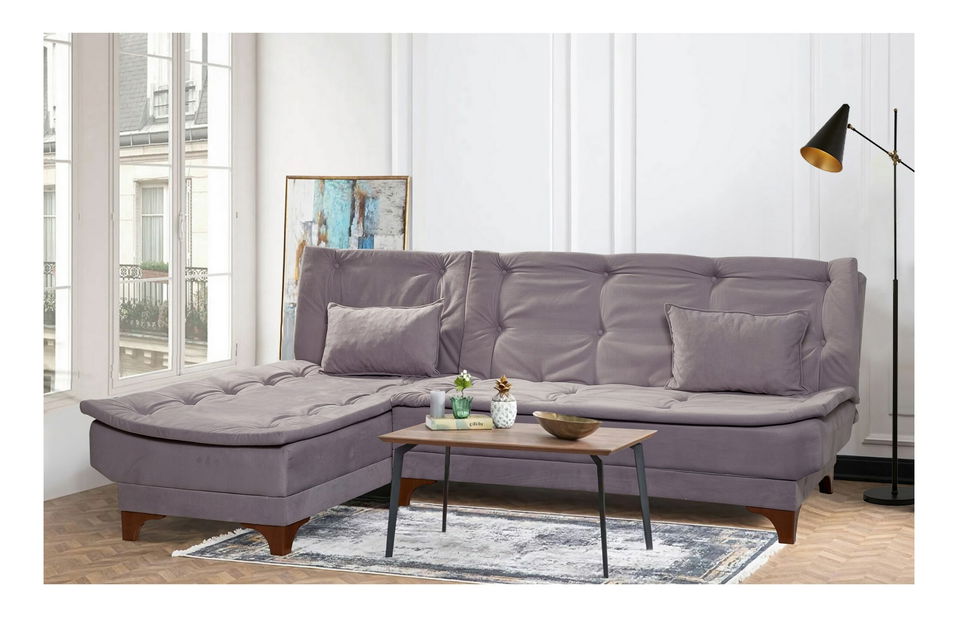 Kutna sofa na razvlačenje Klaudi C (siva) (L)