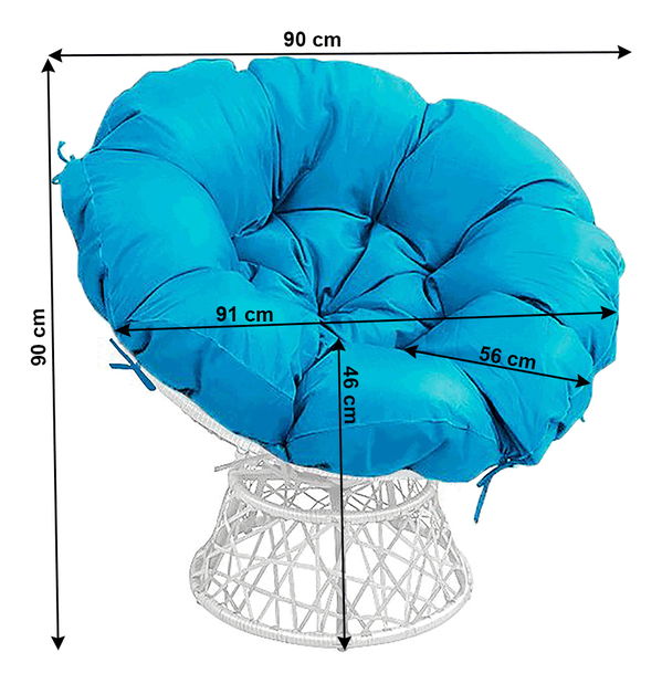 Fotoliu rotativ cu pernă Frage BIG (alb + petrol albastru)