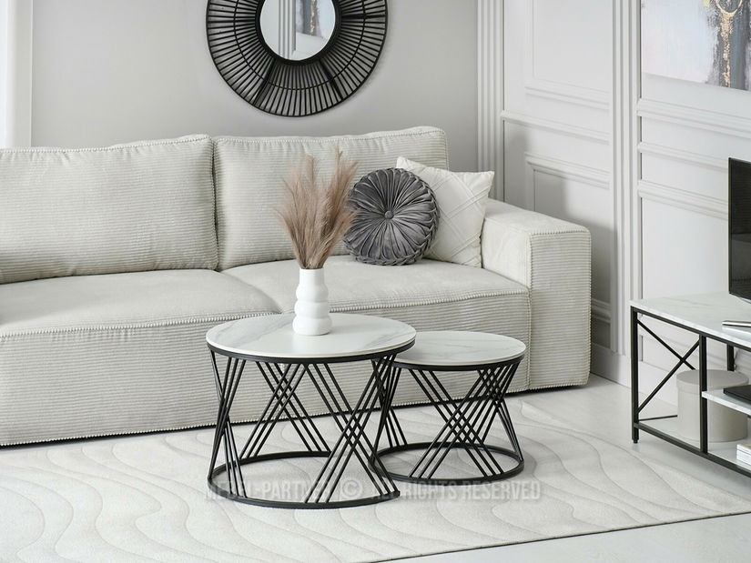 Stolić za kavu Rimini (bijeli mramor + crna)