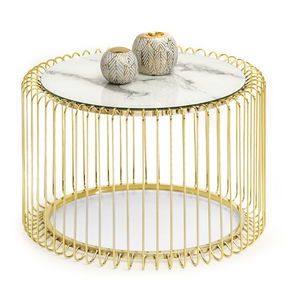 Măsuță de cafea Nils M (marmură albă + auriu)