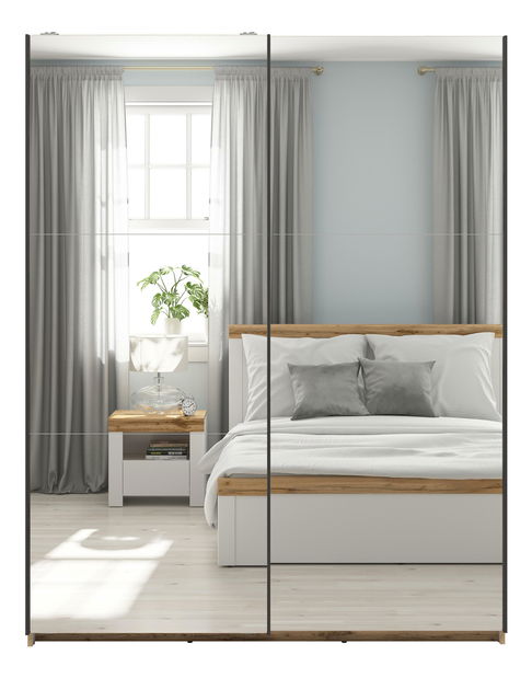 Ormar za garderobu s kliznim vratima Tetrix 32 (hrast wotan) (s ogledalom)