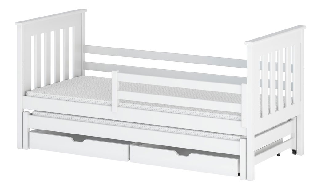 Detská posteľ 90 x 190 cm TOYA (s roštom a úl. priestorom) (biela)