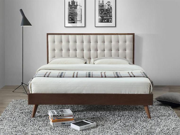 Franciaágy Sook (sötét fa + világosszürke)