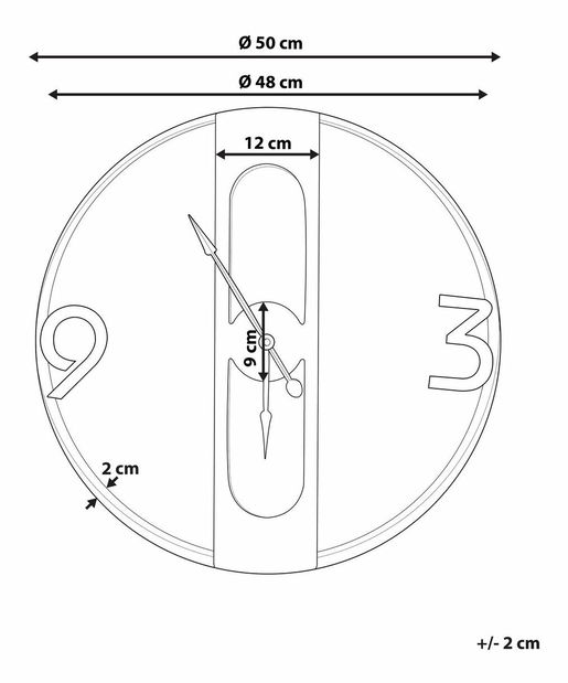 Ceas de perete ø 50 cm Mulza (lemn deschis)