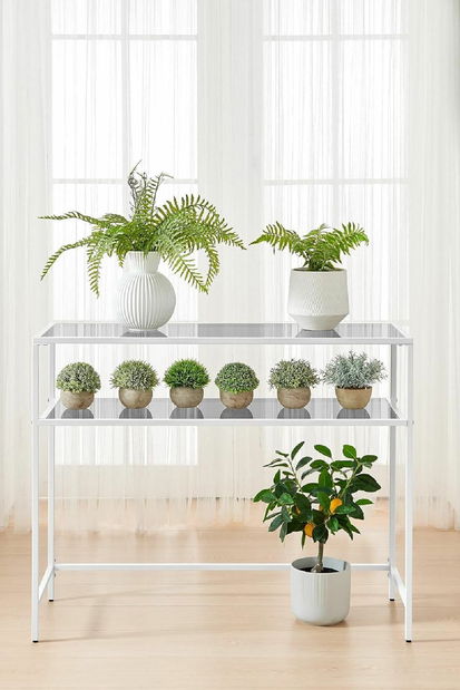 Măsuță consolă Byat 4 (alb + sticlă)