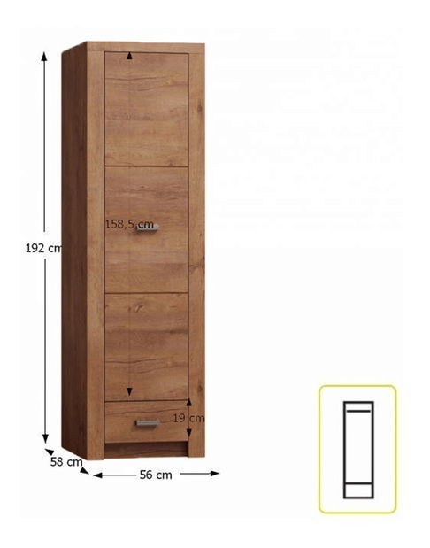 Ormar za garderobu Inneas 02 (jasen svijetli) 