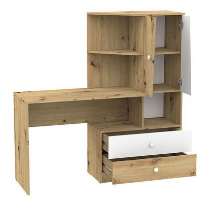 Mobilier cameră studenți Seraphina IV (stejar artisan + alb + gri)