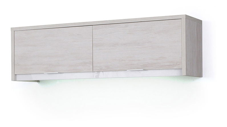 Zidni ormarić Desayuno SZWISZ (hrast bijeli + bijeli sjaj) (bez rasvjete)