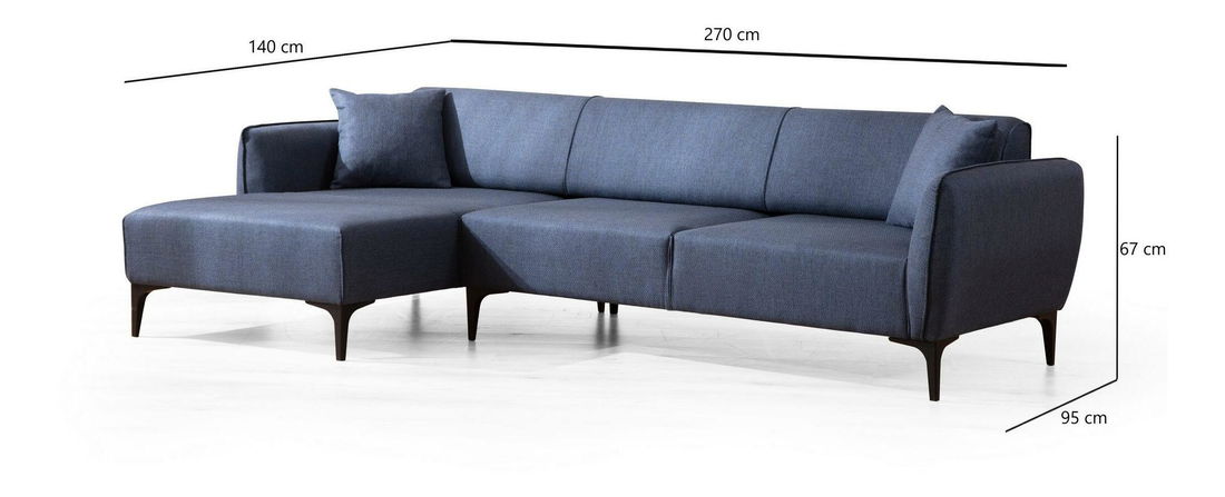 Kutna garnitura Belasemma (L) (plava + crna)