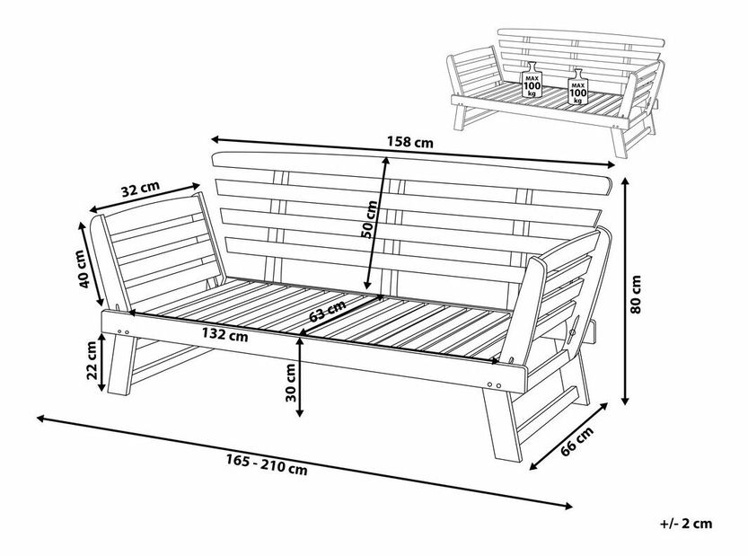 Záhradná lavička Pordenone (tmavé drevo)
