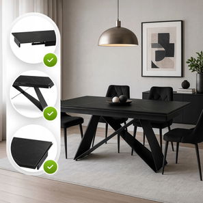 Rozkladací jedálenský stôl Vicero (čierna) (pre 6-8 osôb)