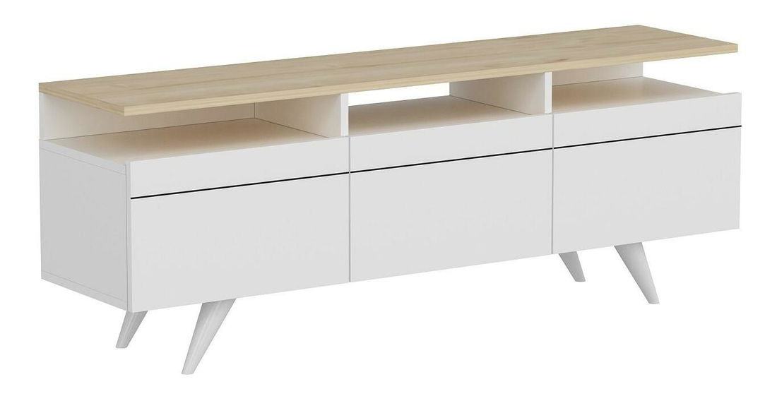 TV stolík/skrinka Vulema 2 (dub + biela) 