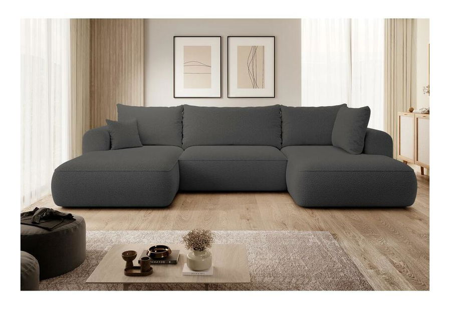 U alakú sarokkanapé Olivo U (J) (sötétszürke + fekete)