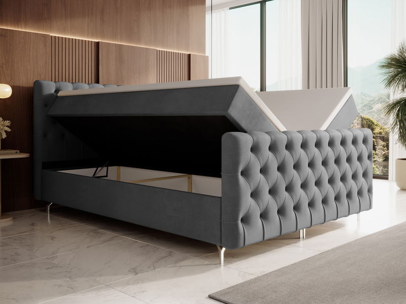 Bračni krevet 180 cm Clinton Bonell (tamnosiva) (s podnicom, s prostorom za odlaganje)