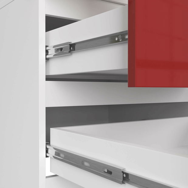 Ruhásszekrény Surgimiento (fehér + fényes piros)