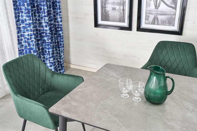 Blagovaonski stol Clementine (bijeli mramor + zlatna) (za 6 osoba)