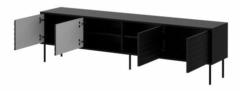 Set mobilier living Hermano I (Negru + Nuc warnia) 