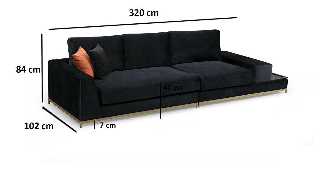 Sofa Lujza (crna + zlatna)