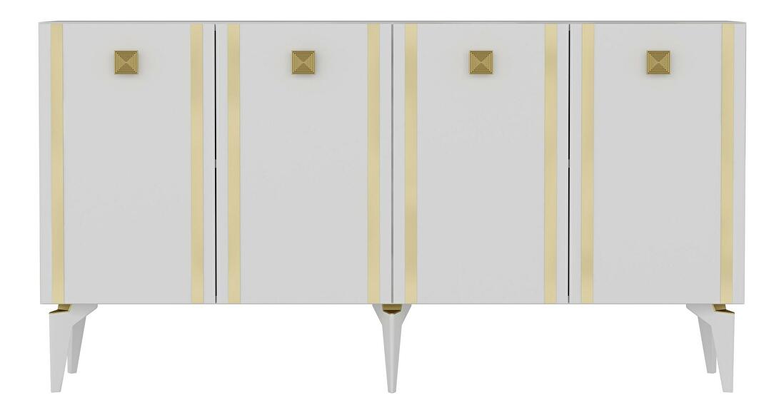 Konzolový stolík Tobuvu 1 (biela + zlatá) 