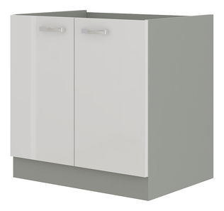 Dolná kuchynská skrinka pod drez Brunea 80 ZL 2F BB (sivá + lesk biely)