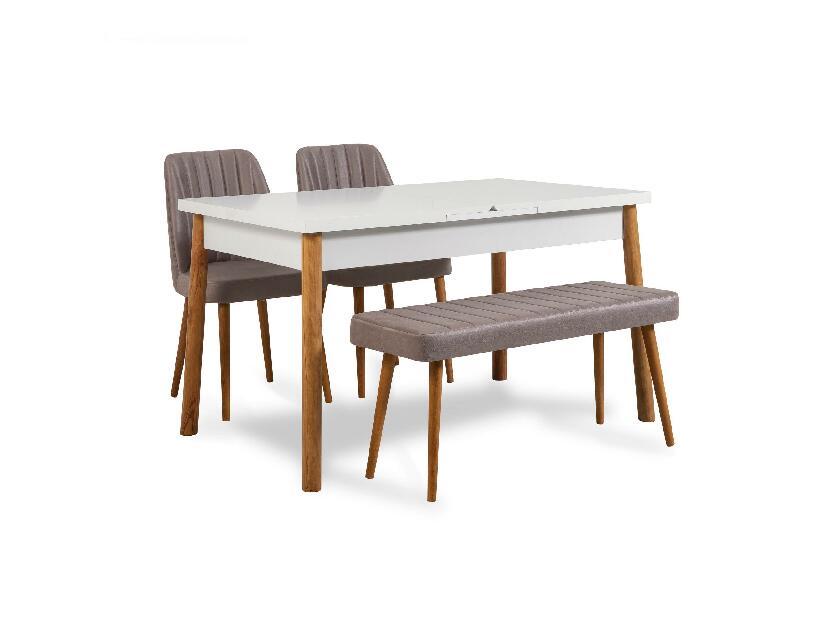 Set mobilier sufragerie Dobuse 2 (pin atlantic + alb + gri) (pentru 4 persoane)