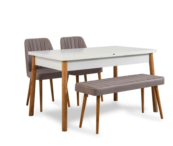Set mobilier sufragerie Vlasta 4 (pin atlantic + alb + gri) (pentru 4 persoane)