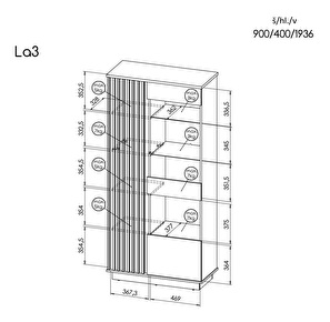 Vitrína typ LA3 Laticia (matna čierna + dub wotan)