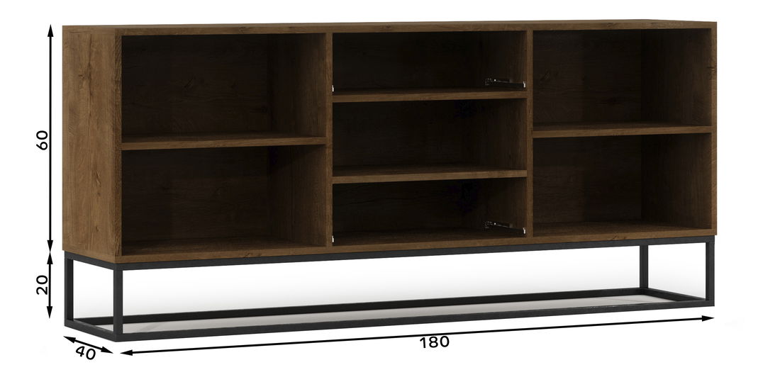 Komoda Antonio (dub artisan + čierna lesklá)